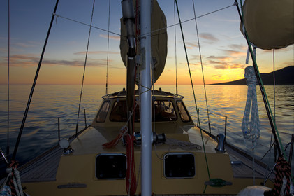 Schooner LA LOUISE sailing on west coast of Greenland.