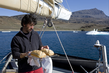 Schooner LA LOUISE sailing on west coast of Greenland.