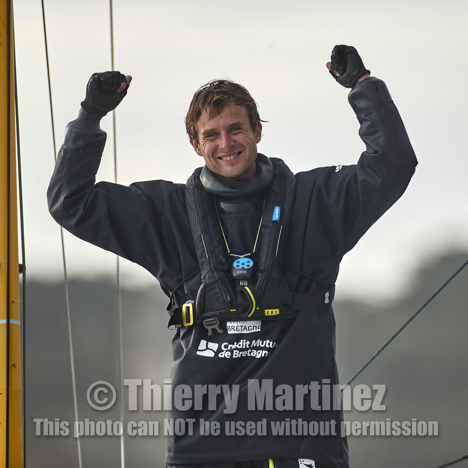 22_34708   © Thierry Martinez.ST NAZAIRE, FRANCE.07 Sept 2022.53éme édition de la Solitaire du Figaro.Arrivée de la 3éme étape , Ronan    St Nazaire.Tom Laperche (Région Bretagne-CMB Performance) vainqueur de l’étape et de l’édition de la Solitaire du Figaro 2022.