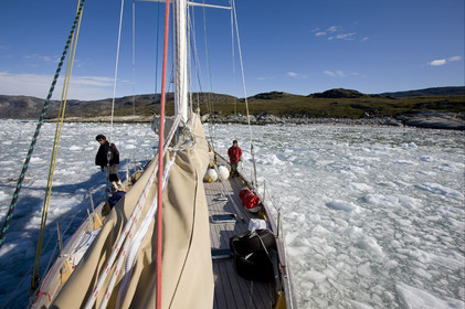 Schooner LA LOUISE sailing on west coast of Greenland.