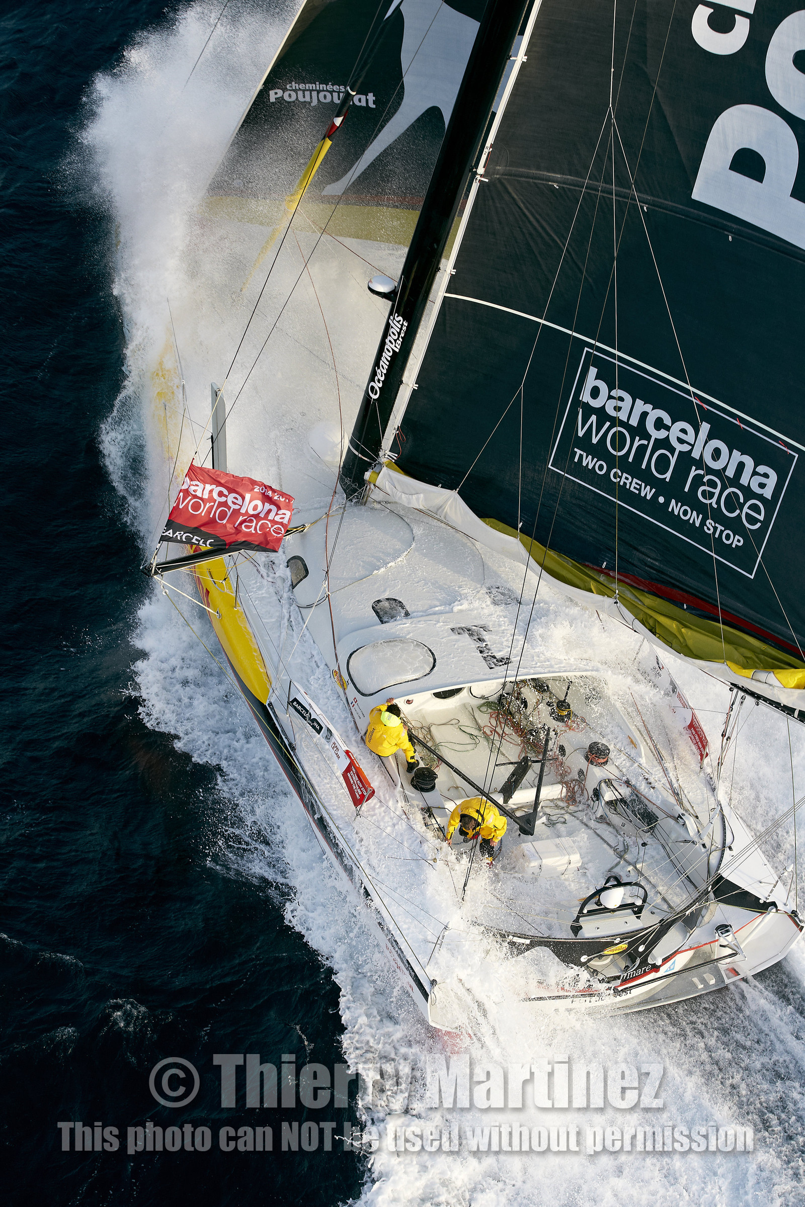 2014 BARCELONA WORLD RACE. Bernard Stamm (SUI) & Jean Le Cam (FRA) on CHEMINEES POUJOULAT