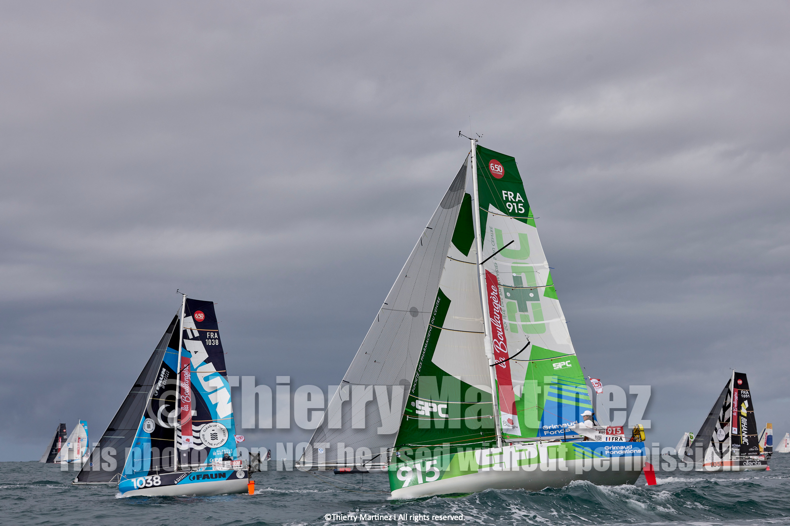 23_22016   © Thierry Martinez. LES SABLES D'OLONNE, 85 - FRANCE 25 septembre 2023.Départ MINI TRANSAT 2023. Départ du Dimanche 24 septembre retardé au Lundi 25 Sept .Les Sables d’Olonne (FRA)    Santa Cruz de la Palma ( Canaries)    St François ( Guadeloupe): 4050 NM.