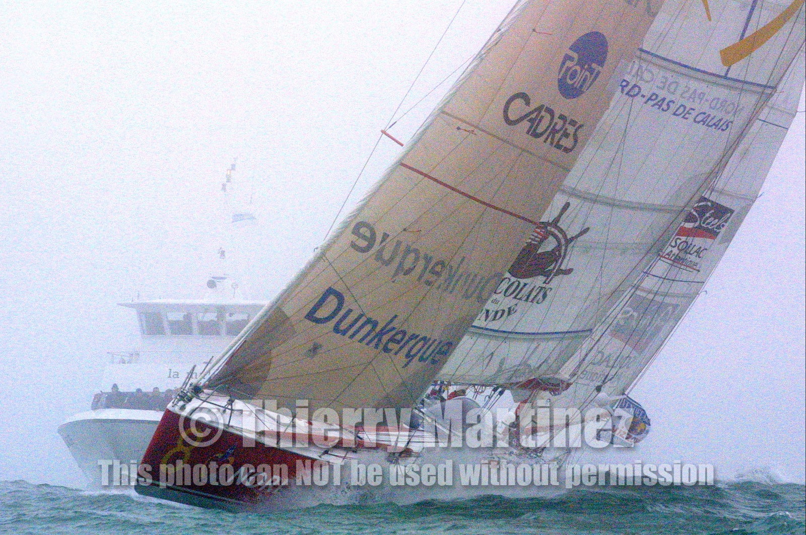 ©ThMartinez. Vendee Globe 2000. Les Sables d'Olonne (FRA) 5th March 2001..Joe Seeten (FRA) Region Nord pas de Calais-Chocolats du monde finish 10th .in his first single handed round the world in 115 days 16hours 45mns.