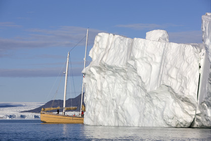Schooner LA LOUISE sailing on west coast of Greenland.