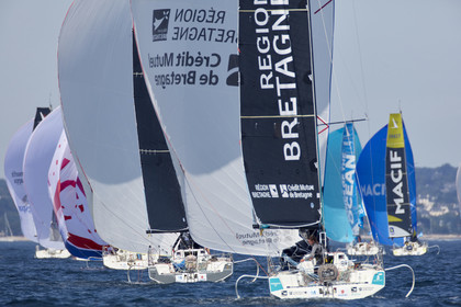 22_33286   © Thierry Martinez.PORT LA FORET, FRANCE. 28 Aout  2022.53éme édition de la Solitaire du Figaro.Départ de la 2éme étape , Port La Forêt   Royan (635NM).