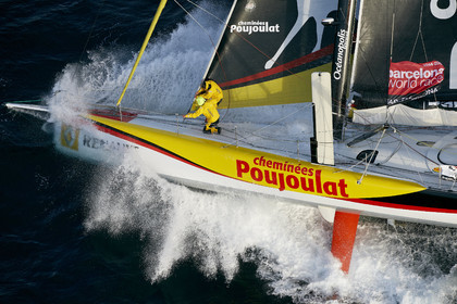 2014 BARCELONA WORLD RACE. Bernard Stamm (SUI) & Jean Le Cam (FRA) on CHEMINEES POUJOULAT