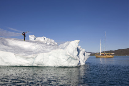 Schooner LA LOUISE sailing on west coast of Greenland.