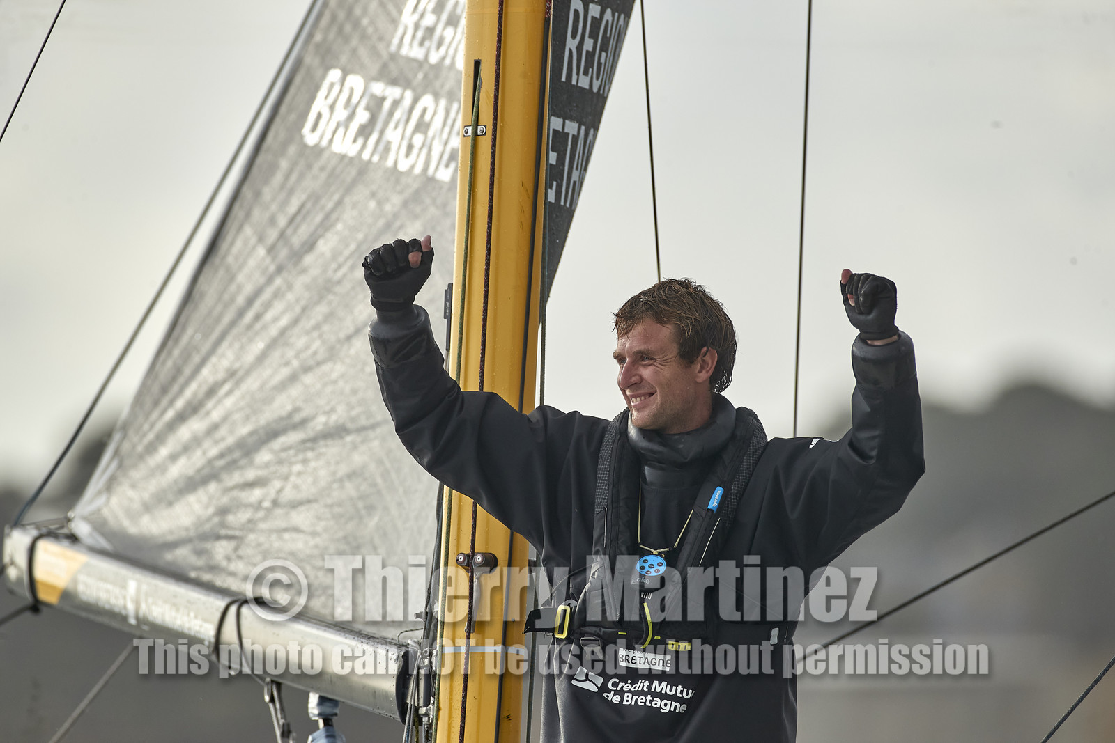 22_34714   © Thierry Martinez.ST NAZAIRE, FRANCE.07 Sept 2022.53éme édition de la Solitaire du Figaro.Arrivée de la 3éme étape , Ronan    St Nazaire.Tom Laperche (Région Bretagne-CMB Performance) vainqueur de l’étape et de l’édition de la Solitaire du Figaro 2022.