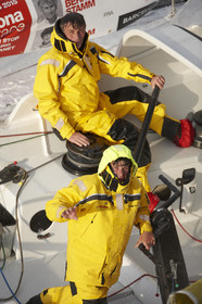 2014 BARCELONA WORLD RACE. Bernard Stamm (SUI) & Jean Le Cam (FRA) on CHEMINEES POUJOULAT
