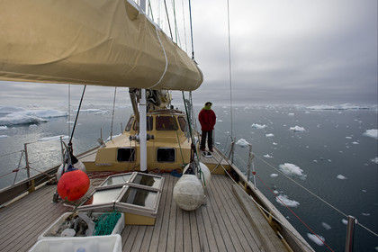 Schooner LA LOUISE sailing on west coast of Greenland.