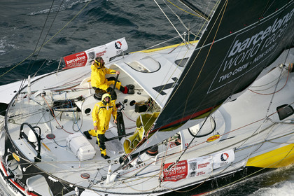 2014 BARCELONA WORLD RACE. Bernard Stamm (SUI) & Jean Le Cam (FRA) on CHEMINEES POUJOULAT