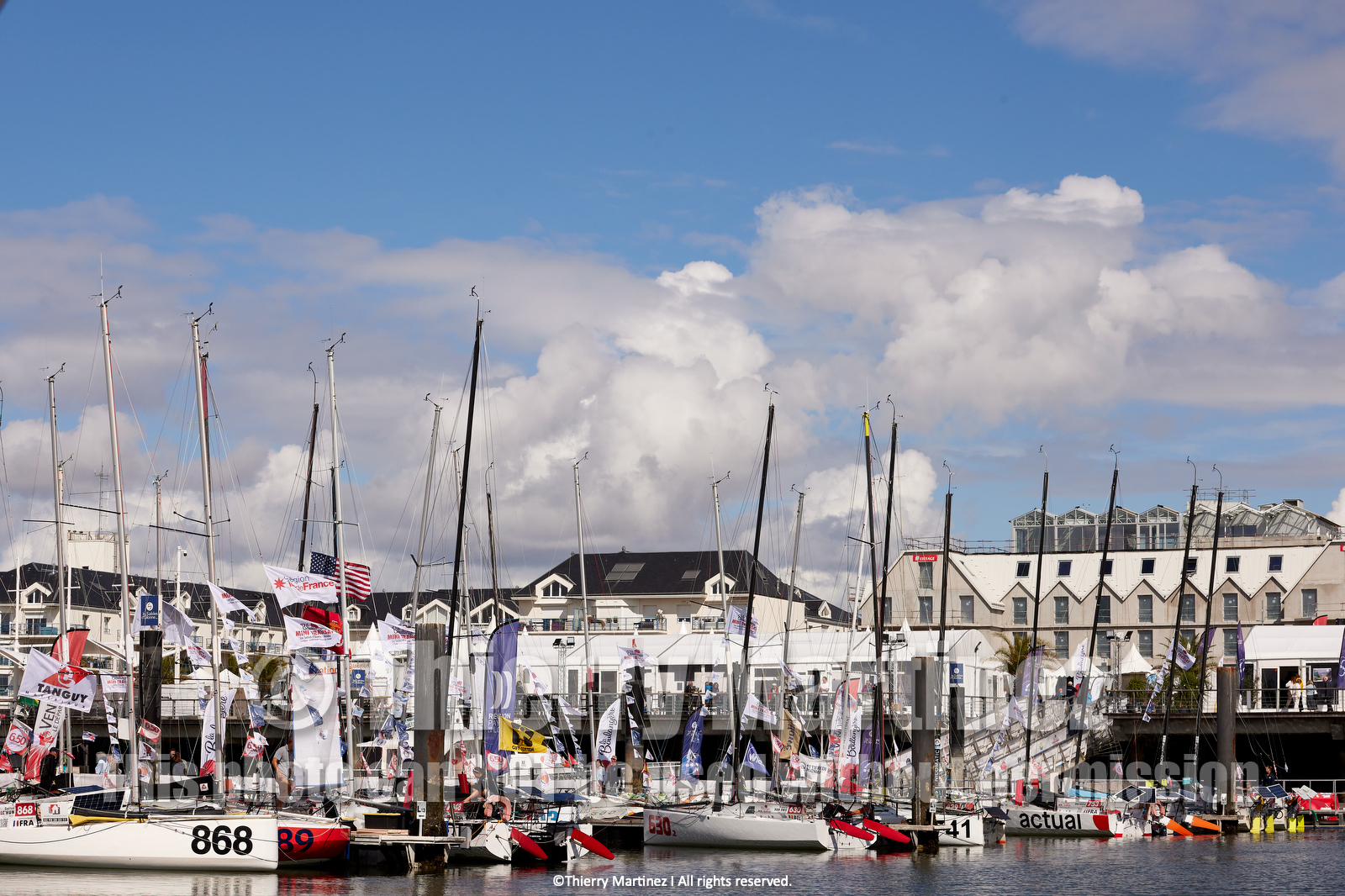 23_20969   © Thierry Martinez. LES SABLES D'OLONNE, 85 - FRANCE 22 septembre 2023.MINI TRANSAT 2023. Départ le 24 septembre.Les Sables d’Olonne (FRA)    Santa Cruz de la Palma ( Canaries)    St François ( Guadeloupe): 4050 NM.